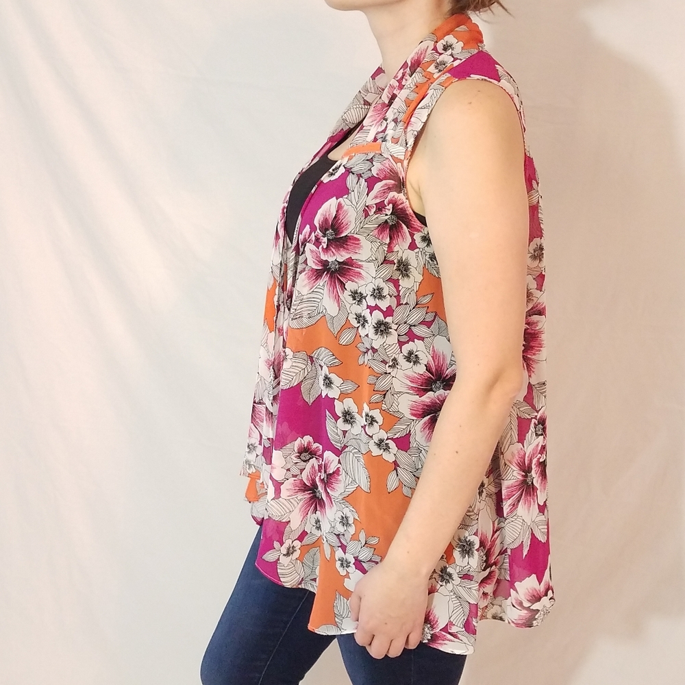 Woman's floral kimono cardigan loose open front - Picture 8 of 8